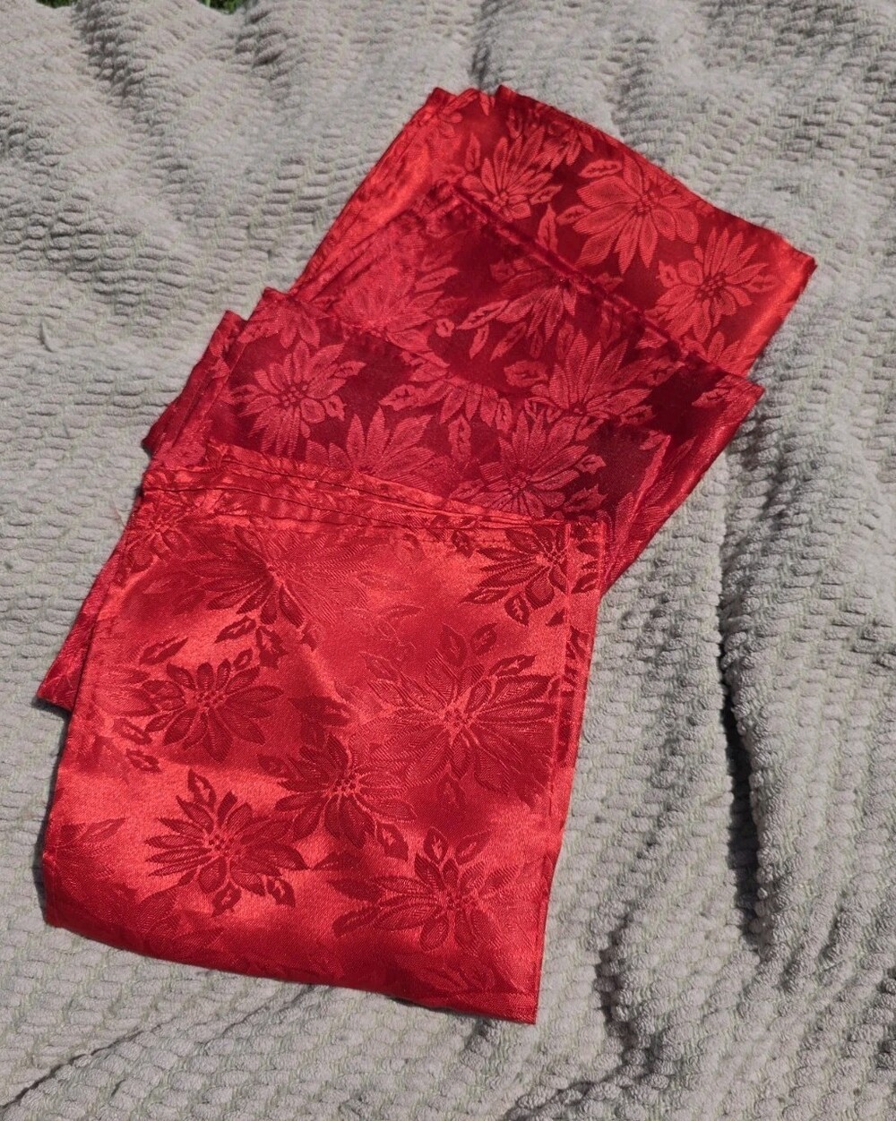4 Vintage Christmas Red Poinsettia Damask Cloth Napkins Multiple Available